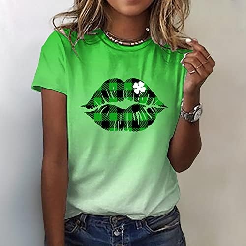 CGGMVCG Aziz Patrick Günü Gömlek Kadın kadın Sevimli Gömlek Gömlek Üst Kısa Kollu Rahat Baskı T Shirt Yeşil Gömlek