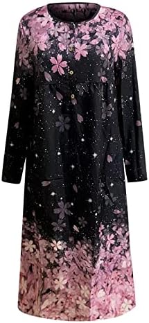 NOKMOPO Yeni Yıl Arifesi. Kadın Elbiseleri Casual Düğmeli Düz Renk Baskılı Küçük V yaka gevşek kısa kollu elbise