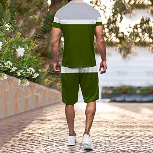 Erkek Yaz Rahat Şort Setleri Artı Boyutu Klasik Plaj T Shirt ve Kısa Spor Takım Elbise Renk Bloğu Büyük Boy Eşofman