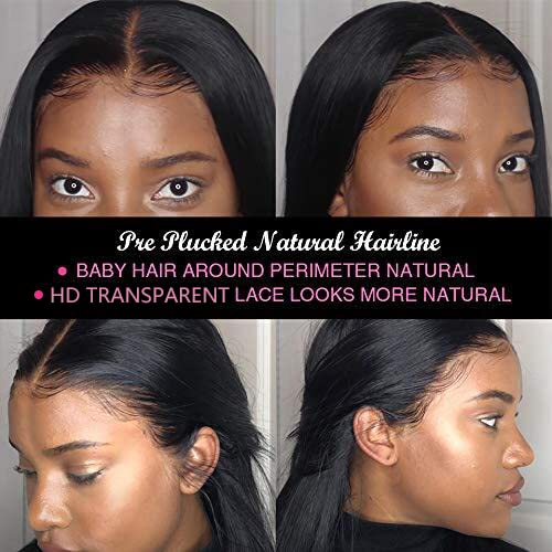 CHEETAHBEAUTY 18 İnç Brezilyalı işlenmemiş insan saçı Peruk 4x4 Düz Hd Şeffaf Dantel ön peruk Siyah Kadınlar için