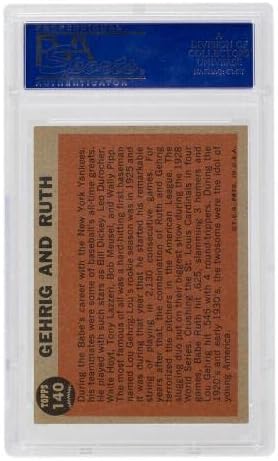 Babe Ruth Lou Gehrig 1962 Topps New York Yankees Beyzbol Kartı 140 PSA ESKİ MT 6-Slabbed Beyzbol Kartları