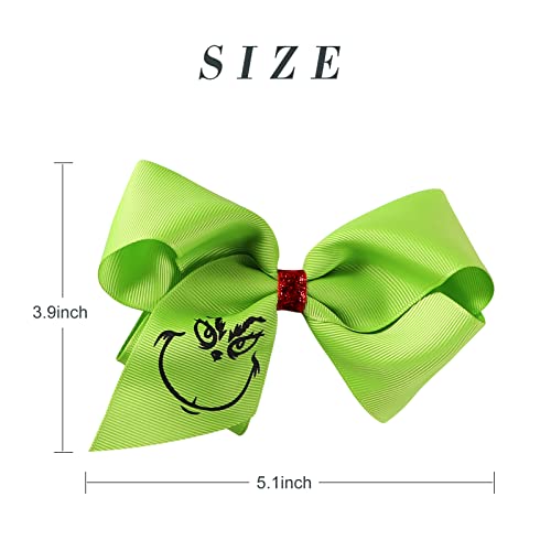 2 Adet Yeşil Saç Yay Klipleri 5 inç Noel Süslemeleri Kadınlar Kızlar için Kostüm Aksesuarları Grinch