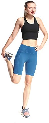 VALİNNA 3 Paket Şort Kadın Biker Egzersiz Yoga Koşu Egzersiz Yüksek Bel Sıkıştırma Kısa cepli pantolon