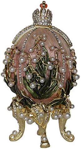 MİXDOM Büyük Küre Faberge Yumurta Biblo Kutusu Mücevher Kutusu El Boyalı Dekoratif Kutu Menteşeli Kapaklı Yüzük Küpe