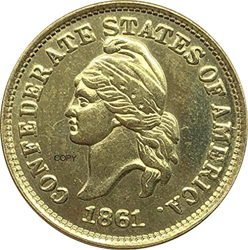 chenchen Amerika Birleşik Devletleri Konfederasyon Devletleri 1 Cent Haseltine Restrike 1861 Altın Sikke Pirinç Metal