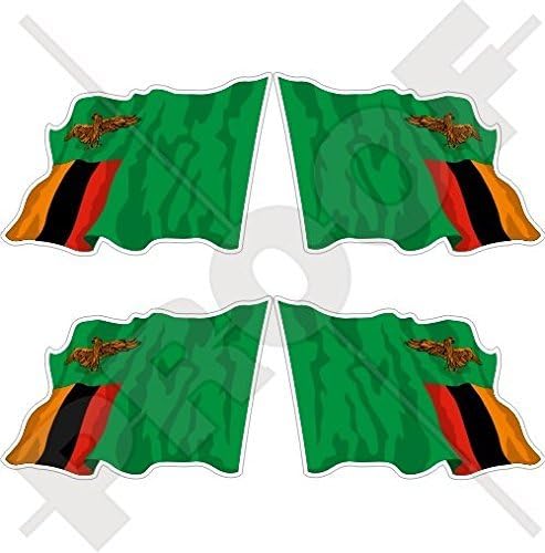ZAMBİYA Zambiya Uçan Bayrak, Güney Afrika Afrika 2 (50mm) Vinil Tampon çıkartmaları, Çıkartmaları x4 (Sol-Sağ)