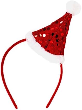 NUOBESTY Santa Kafa Bandı 2 adet Noel şapka saç bandı Glitter Santa Şapka Saç Çember Elf Şapka Sequins saç Bandı Noel