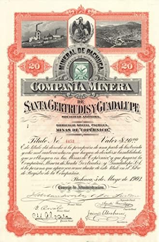 Compania Minera De Santa Gertrudisy Guadalupe - Stok Sertifikası