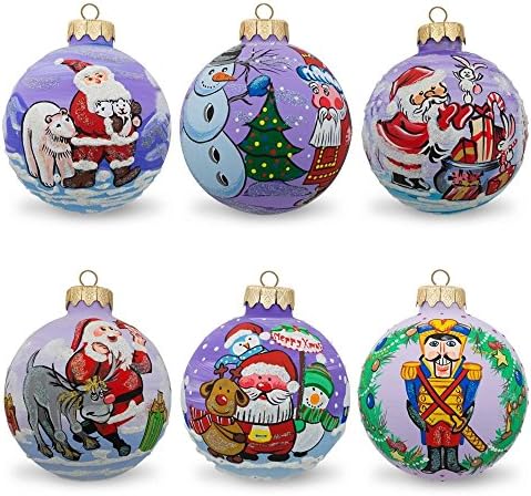 6 Set Noel Baba, ayı, kardan Adam, tavşan, Ren geyiği Cam Yılbaşı süsleri