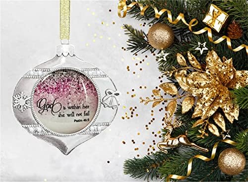 PTCRMG Noel Ağacı Süsleme İncil Ayet Pembe Parıldıyor Glitte Cam Noel Süs Noel Tatil Süs Asılı Noel Ağacı Süsleme