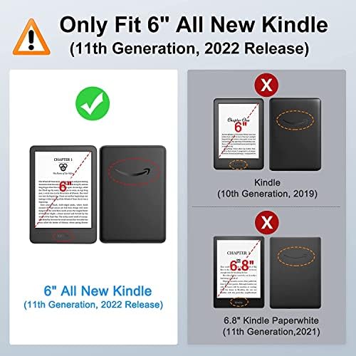 6 Kindle için (11.Nesil, 2022 Sürümü) - Hafif TPU Kumaş Kapak (Model No. J9G29R) ile Otomatik Uyku / Uyandırma