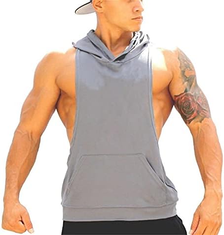 Erkek Spor Eğitimi kolsuz Hoodies Kuru Fit Y-Geri Kas Tank Top Vücut Geliştirme Kesilmiş T Shirt