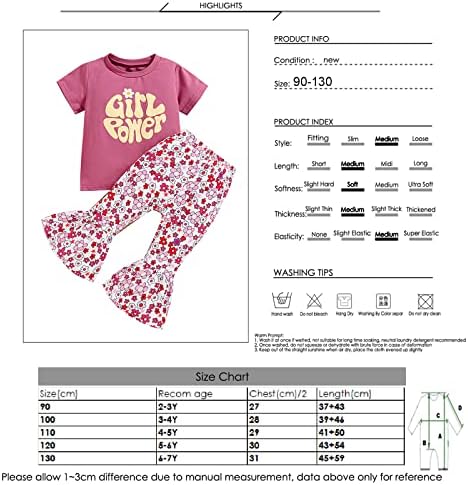 Hinzonek Toddler Bebek Kız Çan Alt yaz kıyafetleri Mektup kısa kollu tişört Üst Çiçek Flare Pantolon