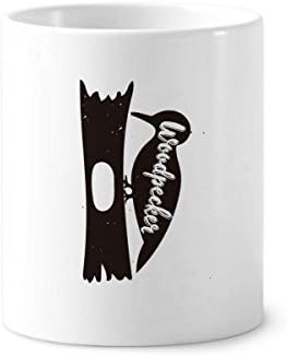 Ağaçkakan siyah ve beyaz hayvan diş fırçası kalem tutucu kupa seramik Stand kalem Kupası