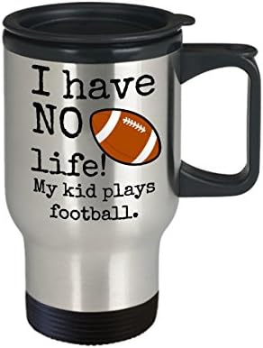 Futbol anne veya baba seyahat kupası-Hayatım yok! Çocuğum futbol oynuyor-Kapaklı 14 oz paslanmaz çelik yalıtımlı fincan-futbol