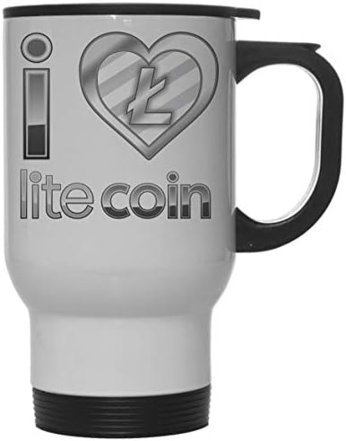 Litecoin Beyaz 12 oz Sıcak / Soğuk Seyahat Kupasını Seviyorum