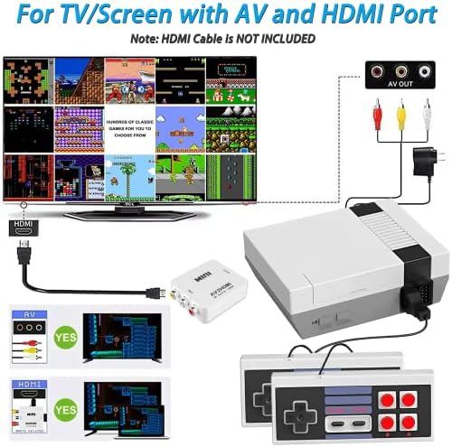 Klasik Oyun Konsolu, HDMI ve AV Çıkışı 8-Bit Oyun Sistemi Dahili 620 Video Oyunları ile 2 Klasik Kontrolörleri-Tak