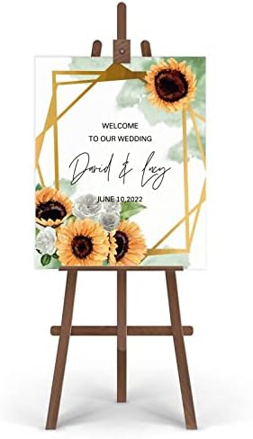 Ahşap Düğün hoş geldin yazısı Ayçiçeği Çiçekler Mr & Mrs Plaj Düğün Töreni Işareti Özelleştirilmiş Gelin ve Damat