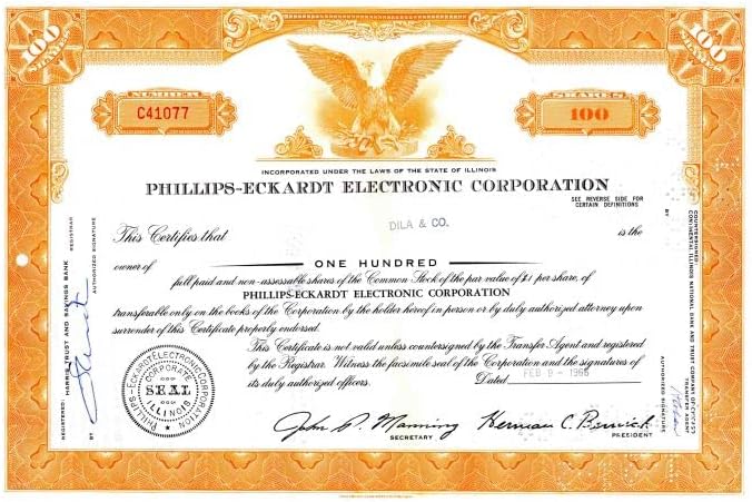 Phillips - Eckardt Electronic Corporation-Hisse Senedi Sertifikası