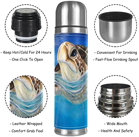 Kahve Kupa, Termos, Kahve Seyahat Kupa, Termos Sıcak İçecekler için 500 ml, mavi deniz kaplumbağası hayvanlar desen