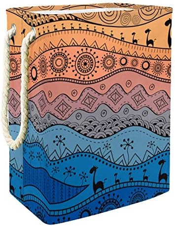 Inhomer Afrika Elle Çizilmiş Etno Desen 300D Oxford PVC Su Geçirmez Giysiler Sepet Büyük çamaşır sepeti Battaniye