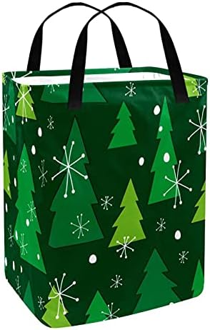 Kapotofu Çamaşır Sepeti Kolu ile, Yeşil Noel Katlanabilir Büyük Pamuk Depolama Sepeti Giysi için