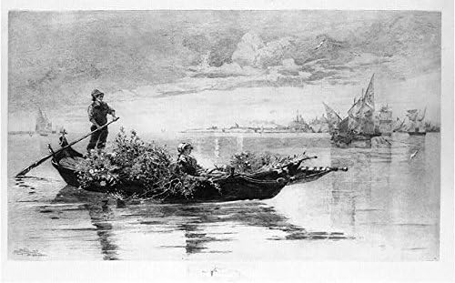Tarihselfindings Fotoğraf: Venedik, italya, Gondolda Çift, c1883, Gemiler, Walter Francis Brown