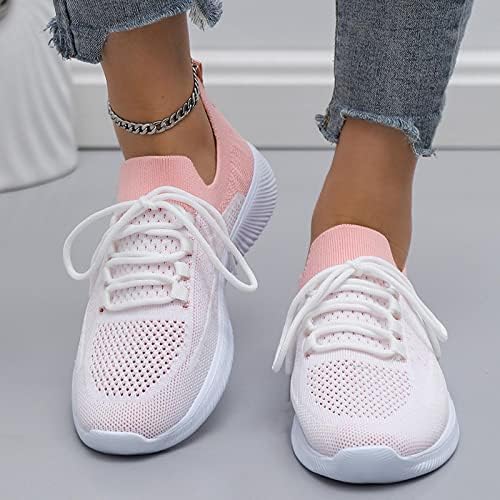 Bayanlar Moda Colorblock Örgü Nefes Hafif Kayış gündelik ayakkabı Kadın yürüyüş ayakkabısı Sneakers
