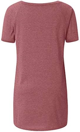 Tunik T-Shirt Kadınlar için Gizlemek Göbek Kısa Kollu Üstleri 2023 Casual Gevşek Fit Uzun Tees Yaz Rahat Ekip Boyun