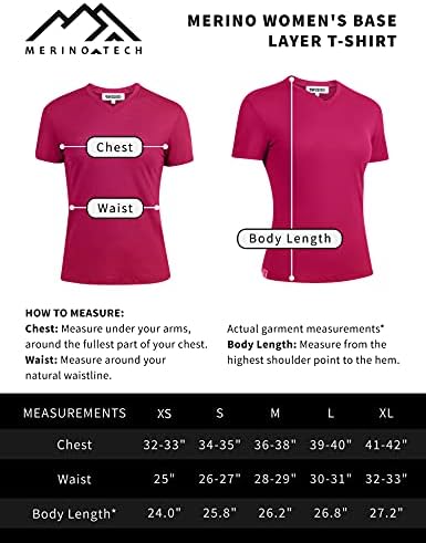 Merinos.teknoloji Merinos Yünü T Shirt Kadın - %100 % Merinos Yünü Taban Katmanı Kadın Kısa Kollu Tee + Merinos Yünü