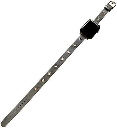 NİCKSTON Gri Grometli Çift Sargı Deri Bant Apple Watch Ultra ile Uyumlu 8 7 6 SE 5 4 3 2 1 Serisi 38mm 40mm 41mm 42mm