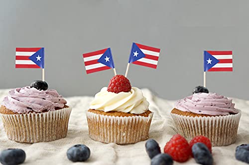 JBCD Porto Riko Kürdan Bayrağı Porto Riko Mini Küçük Kek Topper Bayrakları (200 adet)