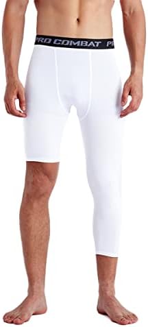 Jonscart erkek 3/4 Tek Bacak Sıkıştırma Capri Tayt Pantolon Atletik Taban Katmanı İç Çamaşırı