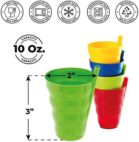 Yerleşik Pipetli PLASKİDY Çocuk Bardakları-Pipetli 8 Yürümeye Başlayan Çocuk içecek Bardağı Seti 10 Ons-Çocuk Sip-a-Cup