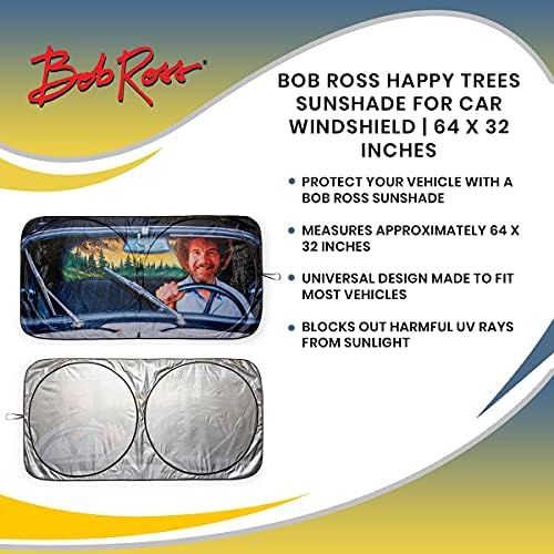 Bob Ross Mutlu Ağaçlar Ön Cam için Güneşlik / Katlanabilir Güneşlik Koruyucu Otomobiller, Kamyonlar, SUV'lar için