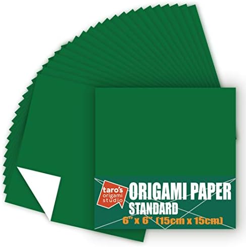[Taro'nun Origami Stüdyosu] Standart 6 inç Tek Taraflı Tek Renk (Yeşil) 50 Yaprak (Hepsi Aynı Renk) Kare Kolay Katlama