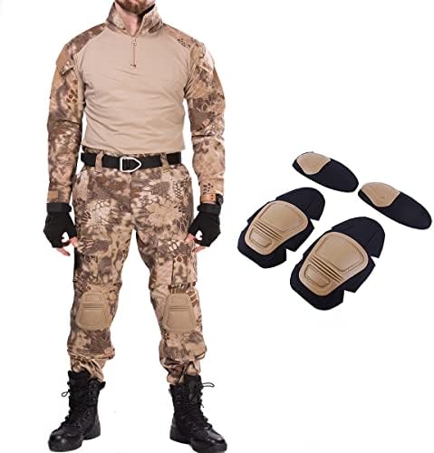 HAN * VAHŞİ erkek Askeri Üniforma Taktik Takım Elbise Savaş Gömlek ve Pantolon BDU Airsoft Paintball Giyim Diz Pedleri
