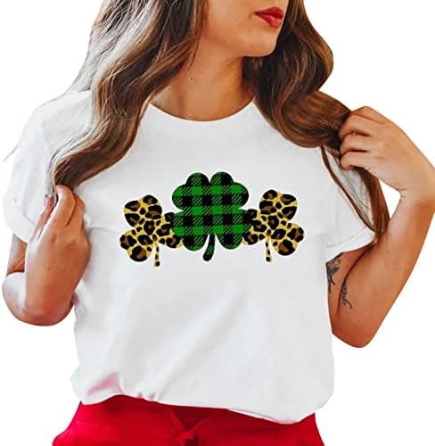 Gufesf Aziz Patrick Gömlek Kadınlar için, Kadınlar Sevimli Aziz Patrick Günü Gömlek Kısa Kollu Shamrock T Shirt Ekip