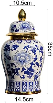 FOTOEV Mavi Beyaz Porselen Vazo kapaklı Dekoratif Boyalı Sırlı Seramik Chinoiserie Zencefil Kavanoz Oryantal Dekor