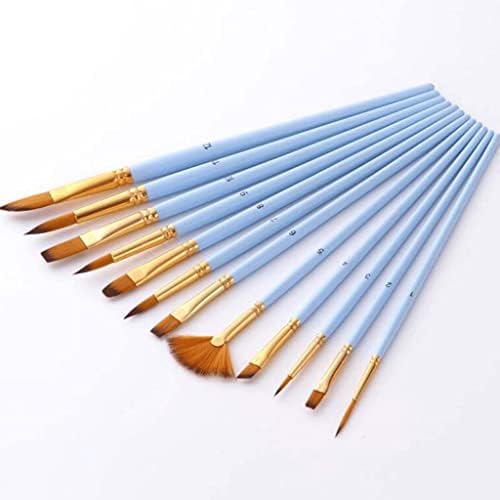LİRUXUN 12 Naylon Ahşap Saplı suluboya fırçası Kalem Seti DIY Yağlı Fırça Boyama Malzemeleri Fırça Seti (Renk: D,