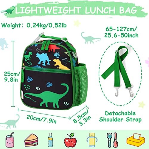 RAVUO Yürümeye Başlayan Sırt Çantası ve Öğle Yemeği çantası seti, Sevimli Dinozor Çocuklar Okul Sırt Çantaları yemek