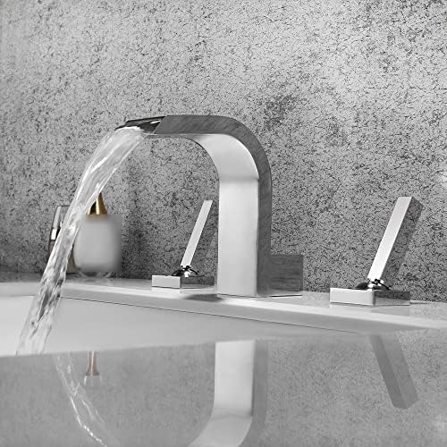 Yaygın Banyo lavabo musluğu Krom, 2 Kolu 3 Delik Pirinç Havzası Musluk Güverte Üstü Sıcak ve Soğuk Su batarya Dokunun