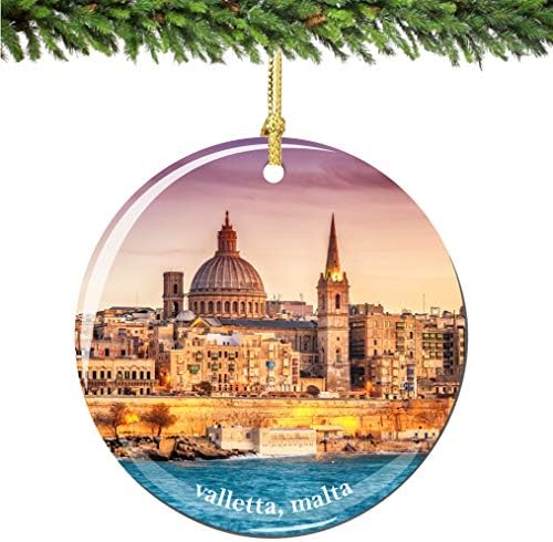 Şehir Hediyelik Eşya Valletta Malta Noel Süs Porselen Çift Taraflı 2.75 İnç
