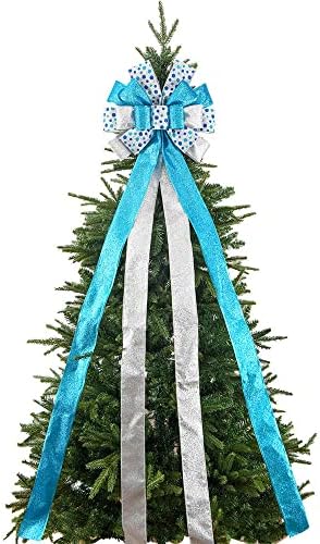 Noel Ağacı Topper, Noel Ağacı Yay Topper 37x13 İnç Büyük Toppers Hediye Yay Ağacı Topper Yay Çelenkler için El Yapımı