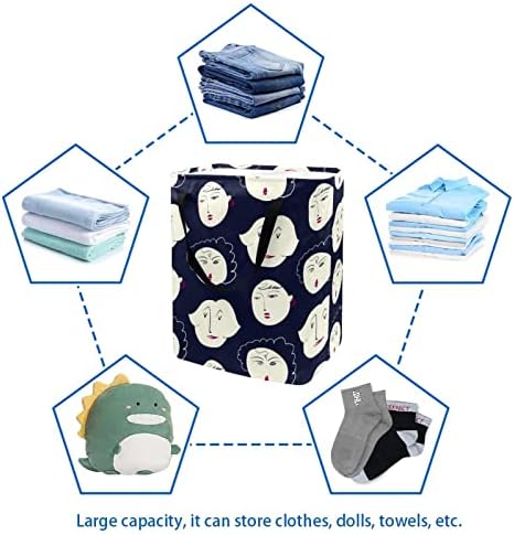 Komik Kadın Doodle Baskı Katlanabilir çamaşır sepeti, 60L Su Geçirmez çamaşır sepetleri Çamaşır Kutusu Giysi Oyuncak