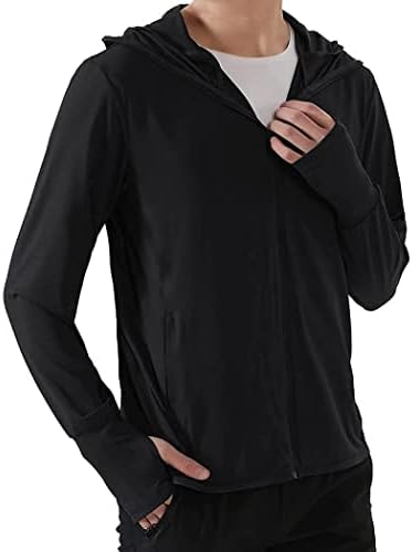 COOFANDY erkek Tam Zip UPF 50 + Hafif Ceket kapşonlu güneş Koruma Soğutma Uzun Kollu Gömlek Cepler ile