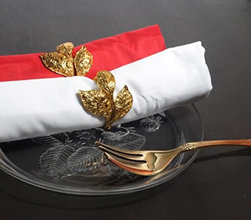 Saf Eller Gümüş Yaprak Peçete Halkaları 6'lı Set-Bu Lüks Peçete Halkaları ile Yemek Masanıza Kraliyet Dokunuşu Verin