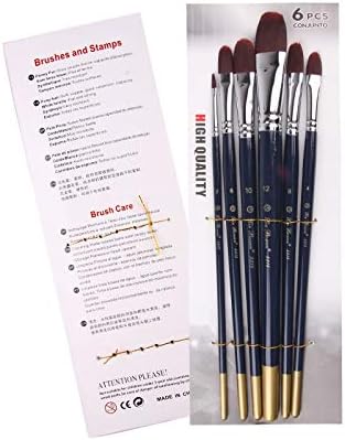 QJPAXL 6 adet / takım Ahşap Saplı Suluboya boya kalemi Sanatçı Boya Fırçası Naylon Saç Koyu Mavi Ahşap Saplı Çok Amaçlı