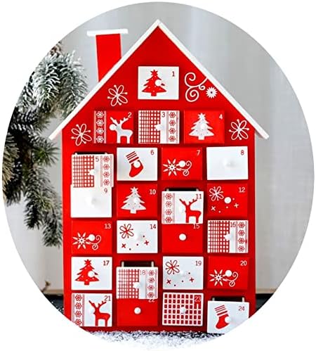 Noel Advent Takvimleri Ahşap Noel Evi 24 Küçük Çekmeceli şeker kutusu Noel Dekorasyon Geri Sayım Takvimi