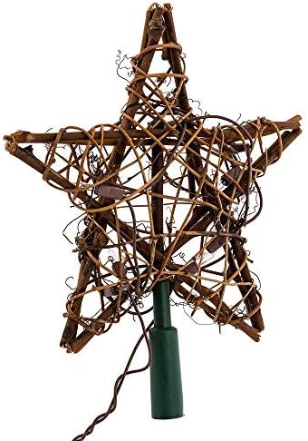 Kurt S. Adler 9 eko ülke doğal kahverengi Rattan yıldız Noel ağacı Topper - açık ışıklar